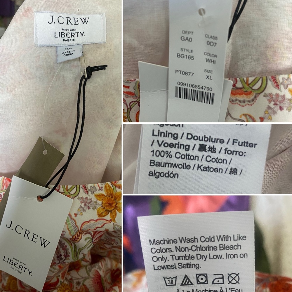 J. Crew Liberty of London Garden Life Floral Crop Top Boho Bell Sleeve Sz XL - Picture 10 of 10